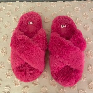 BP Fuzzy Flip Flop Slippers Slides Hot Pink Size 6